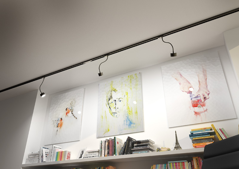 RENDL PIXIE na husom krku, na trojokruh. lištu čierna 230V LED GX53 7W