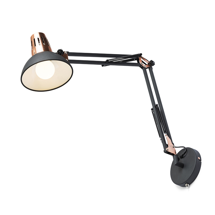 RENDL R12651 ANTE nástenná lampa, s ramenom čierna meď