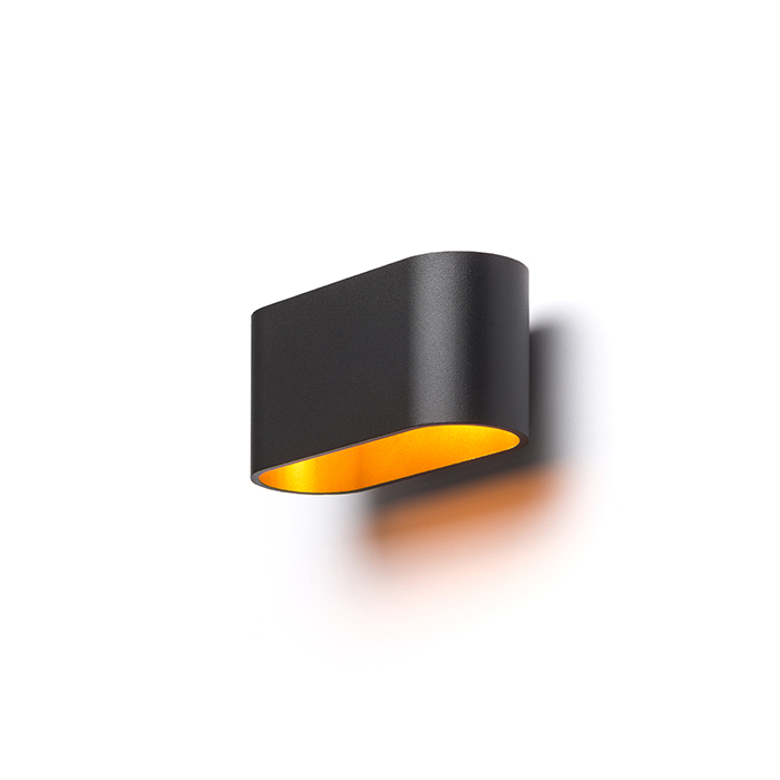 RENDL R12744 MARIO nástenná lampa, up - down matná čierna/zlatá