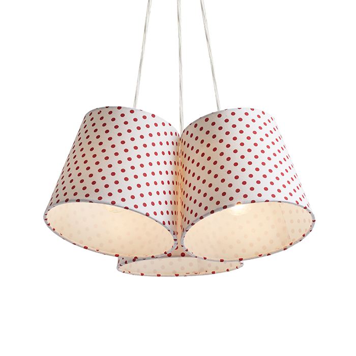 RENDL NANCY III závesná biela/červená 230V LED E14 3x11W