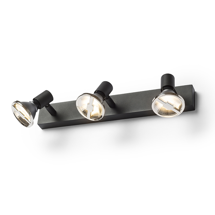 RENDL TRICA III nástenná čierna 230V GU10 3x25W