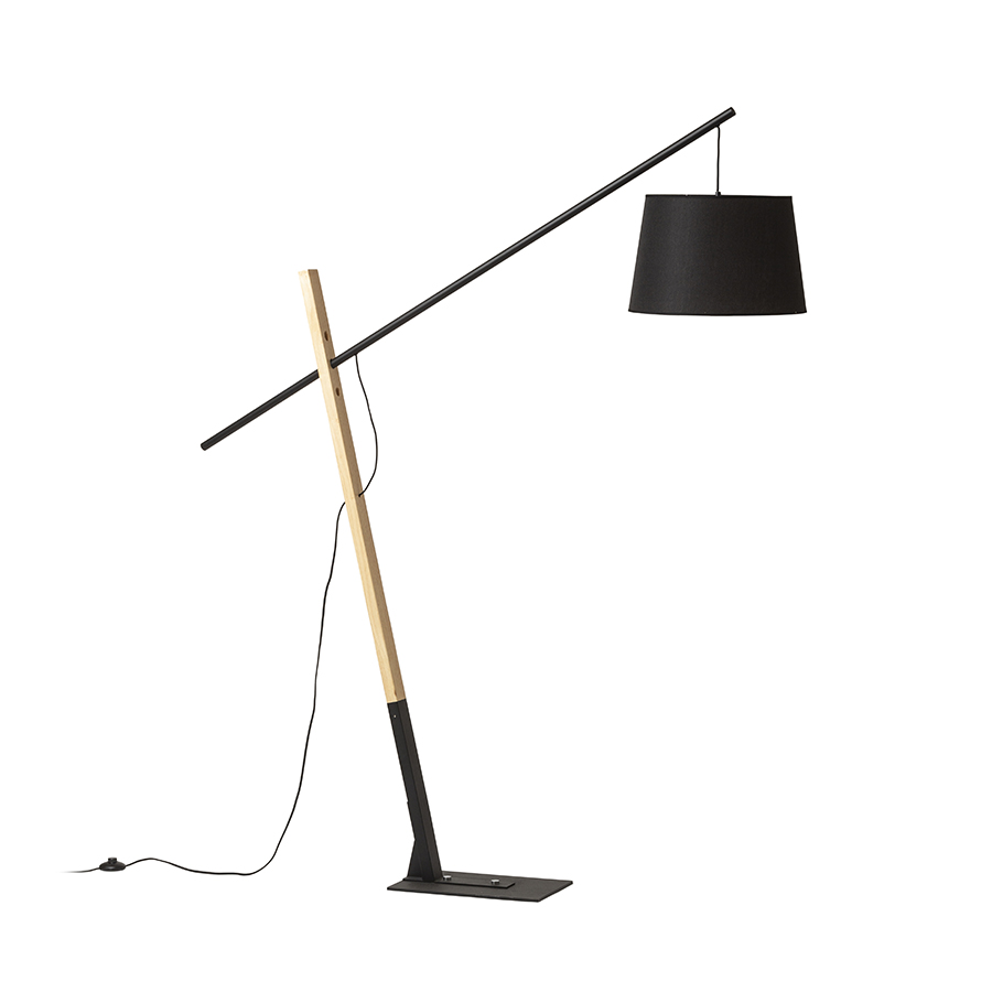 RENDL R13653 DANTE stojanová lampa, na čítanie čierna drevo