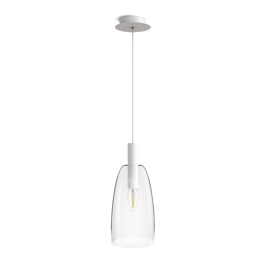 RENDL BELLINI L E14 závesná biela číre sklo 230V LED E14 15W