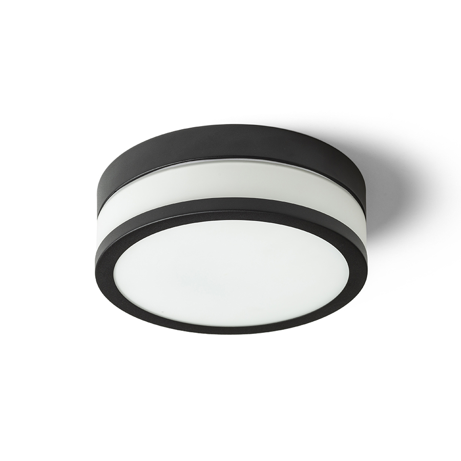 RENDL CIRA LED 23 stropná opálové sklo/čierna 230V LED 12W IP44 3000K