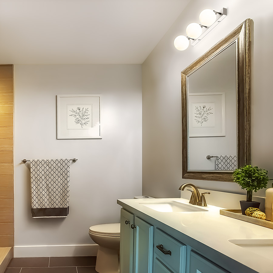 RENDL BOLLY III prisadená opálové sklo/chróm 230V LED G9 3x3W IP44