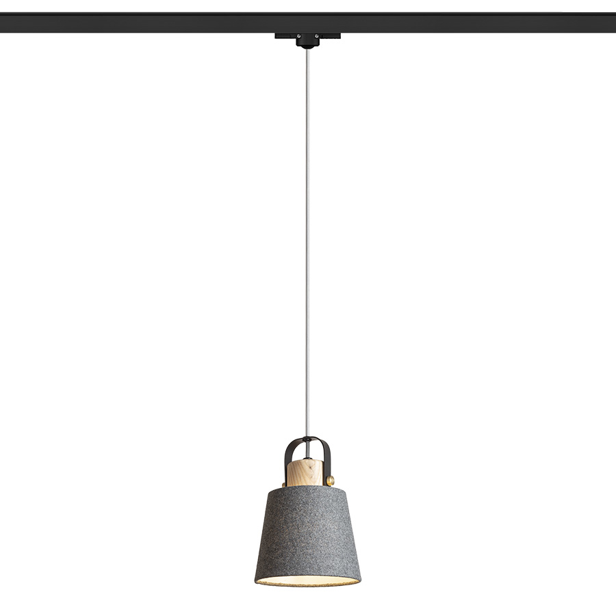 RENDL CHOUPETTE na trojokr. lištu čiernosivá textil/drevo 230V LED E27 11W