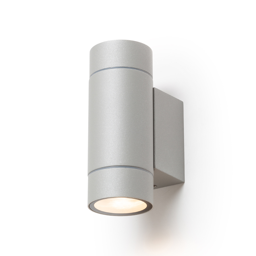 RENDL MIZZI NEW II nástenná striebornosivá 230V LED GU10 2x8W IP65