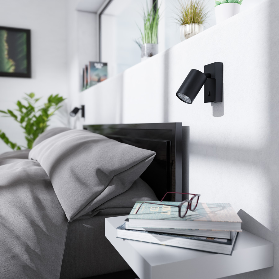 RENDL DUDE nástenná čierna 230V LED GU10 9W