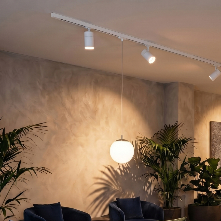 RENDL LUNA 20 na trojokruh. lištu opálové sklo/chróm 230V LED E27 11W