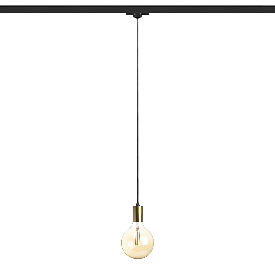 RENDL ARAQ na trojokruh. lištu závesná česaná mosadz/čierna 230V LED E27 15W