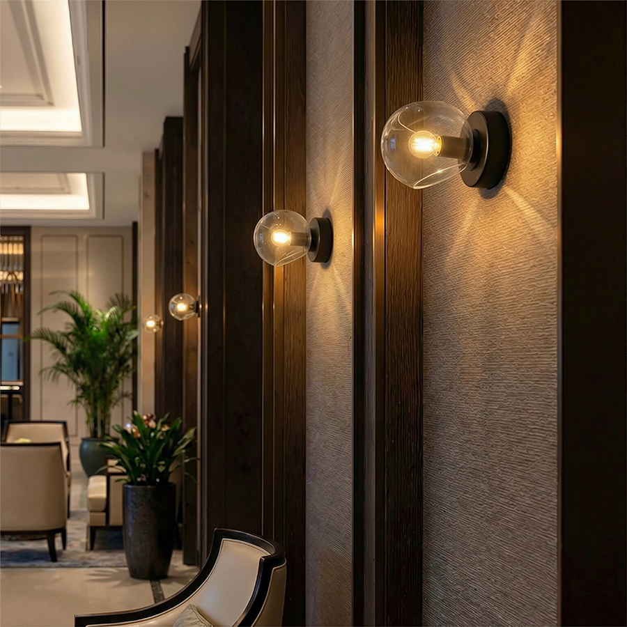 RENDL SOLARIS prisadená číre sklo/čierna 230V LED E14 7W