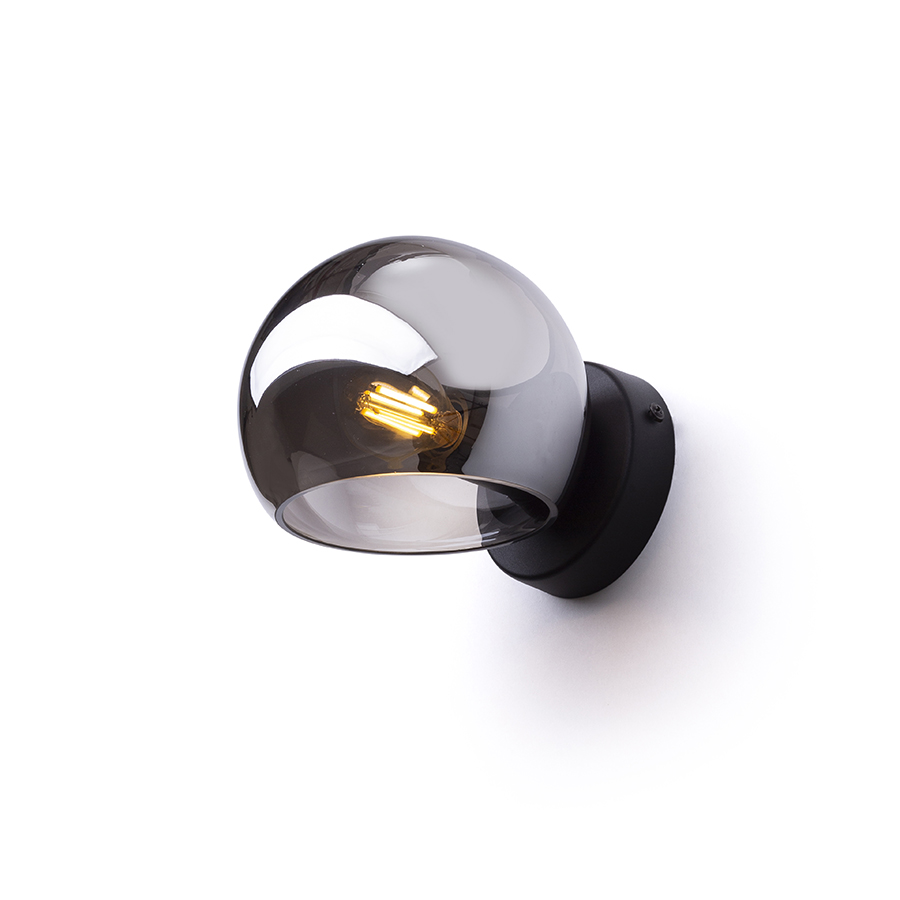 RENDL R13996 SOLARIS nástenná lampa, dekoratívne dymové sklo/čierna