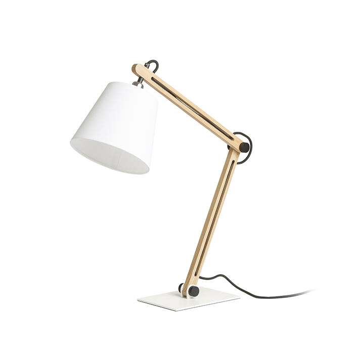 RENDL R14031 NIZZA stolná lampa, pracovné Polycotton biela/drevo