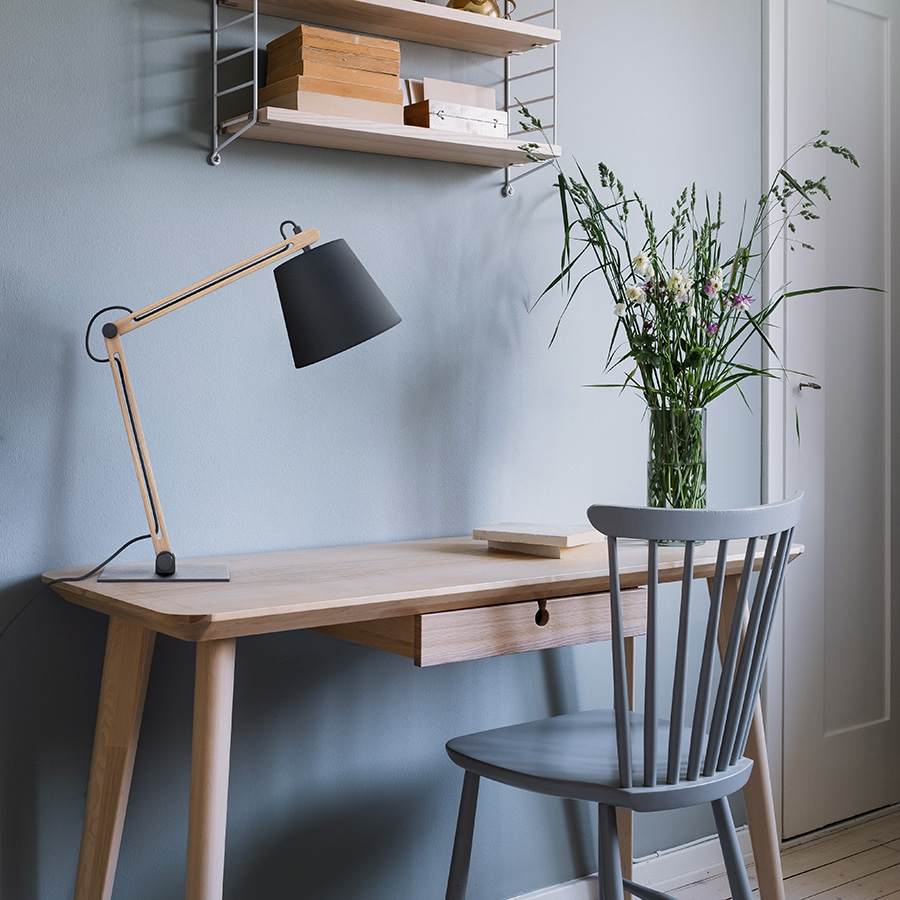 RENDL NIZZA stolná Pollycotton čierna/drevo 230V LED E14 7W