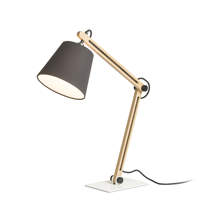 RENDL R14032 NIZZA stolná lampa, pracovné Pollycotton čierna/drevo
