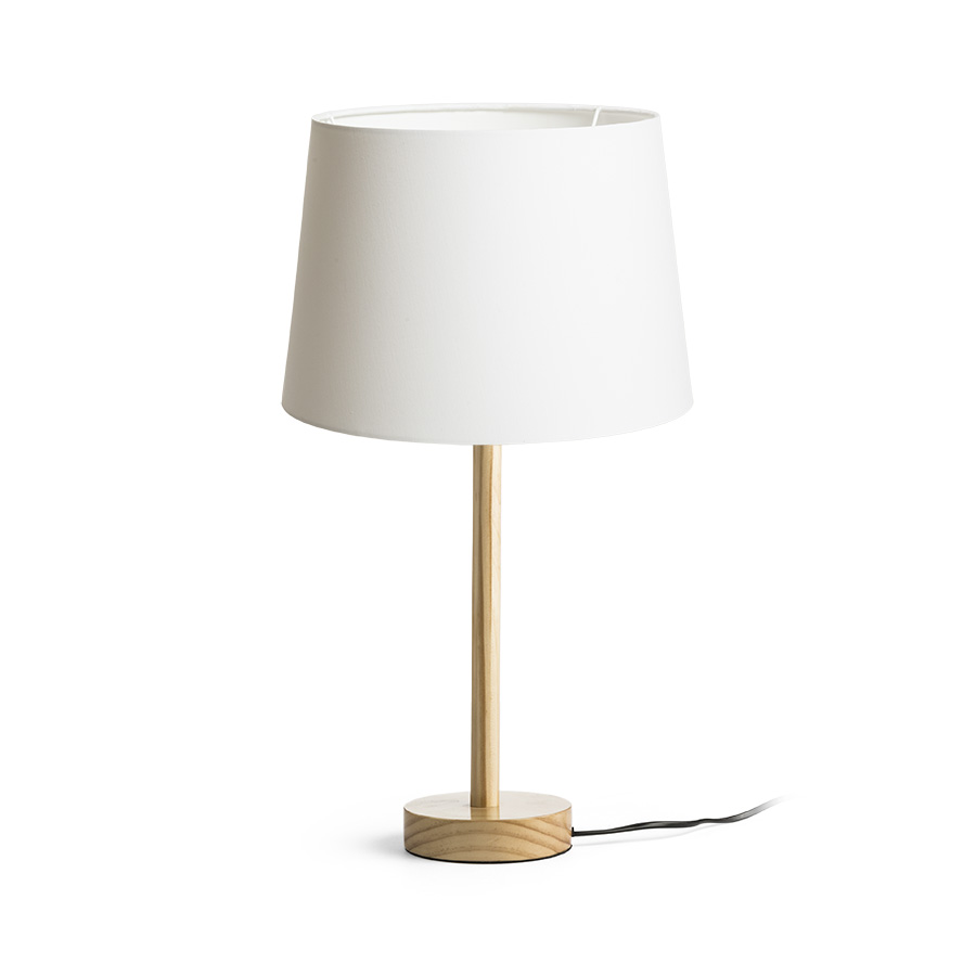 RENDL R14035 MAUI/AMBITUS stolná lampa, dekoratívne Polycotton biela/drevo