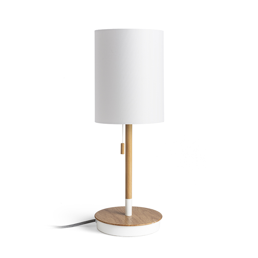 RENDL R14036 KEITH/RON stolná lampa, dekoratívne Polycotton biela/buk