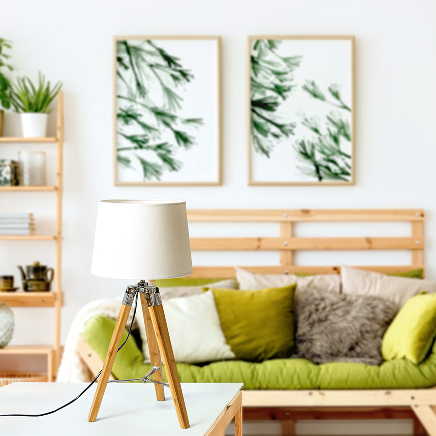 RENDL ALVIS/AMBITUS 30 stolná Polycotton biela/bambus 230V LED E27 15W