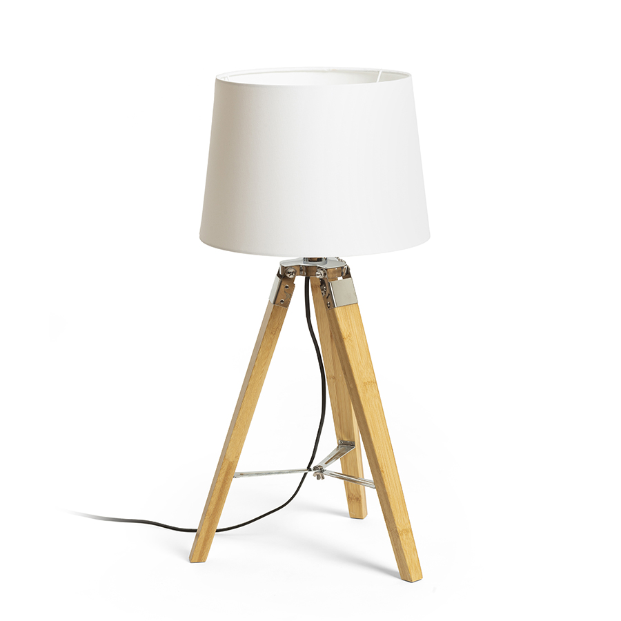 RENDL R14041 ALVIS/AMBITUS stolná lampa, dekoratívne Polycotton biela/bambus