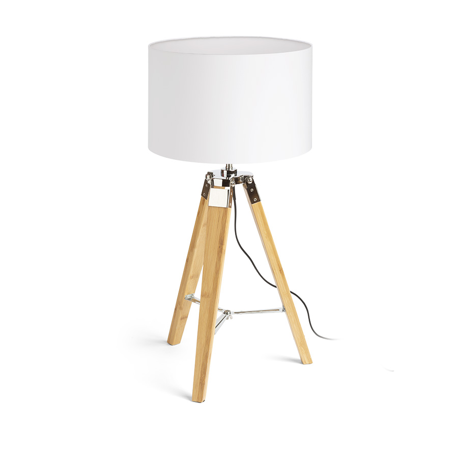 RENDL R14042 ALVIS/RON stolná lampa, dekoratívne Polycotton biela/bambus