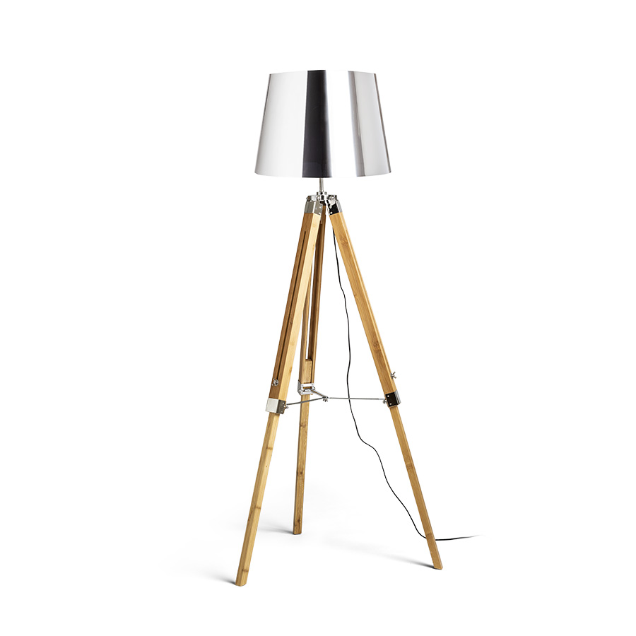 RENDL R14045 ALVIS/ILUSION stojanová lampa, dekoratívne chrómová fólia/bambus