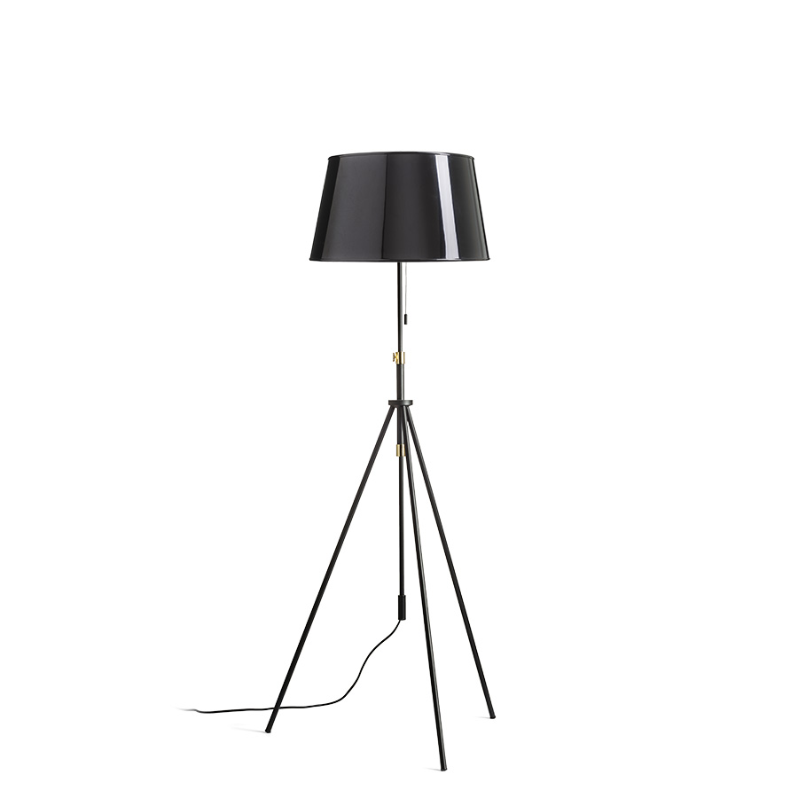 RENDL R14066 LUTON/RIDICK stojanová lampa, dekoratívne lesklá čierna zlatá fólia/čierna/kov