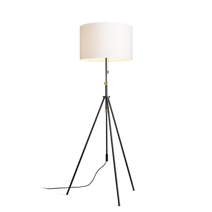 RENDL R14067 LUTON/RON stojanová lampa, dekoratívne Polycotton biela/čierna/kov