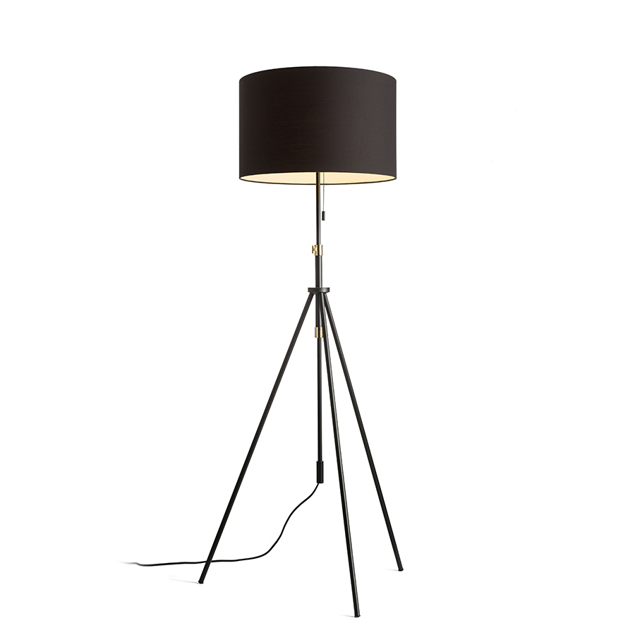 RENDL R14068 LUTON/RON stojanová lampa, dekoratívne Pollycotton čierna/čierna/kov