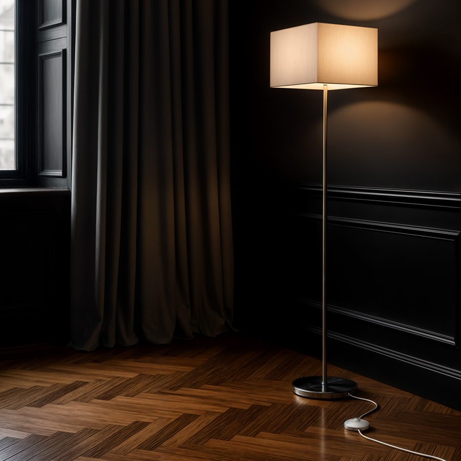 RENDL NYC/TEMPO 30/19 stojanová Polycotton biela/chróm 230V LED E27 15W