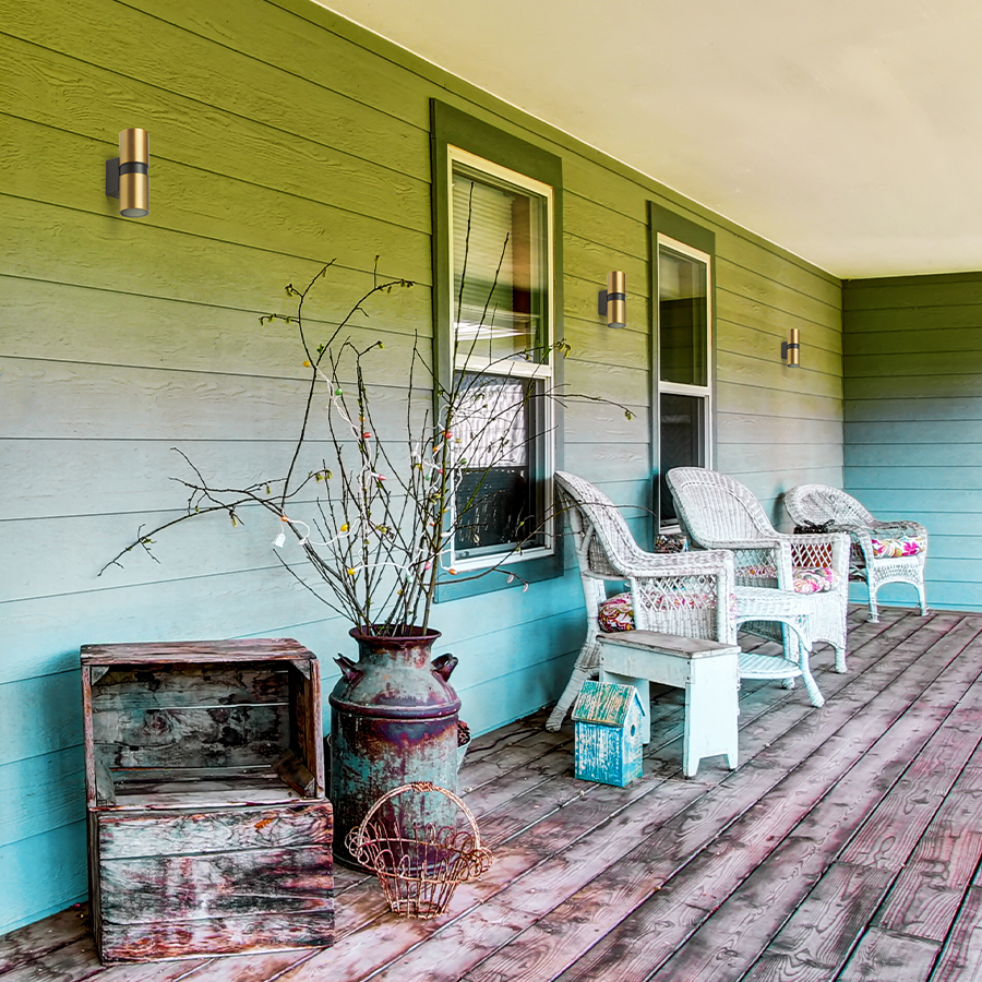 RENDL MANO nástenná česaná mosadz/čierna 230V LED GU10 2x8W IP54