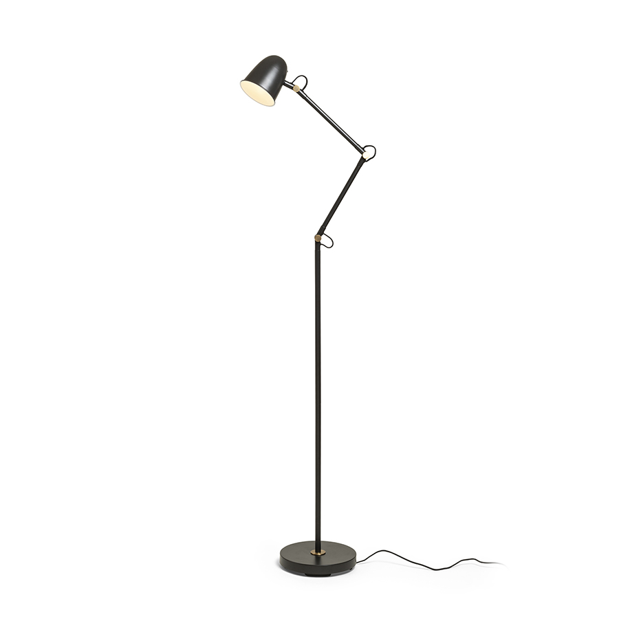RENDL R14190 DANNY stojanová lampa, na čítanie čierna mosadz