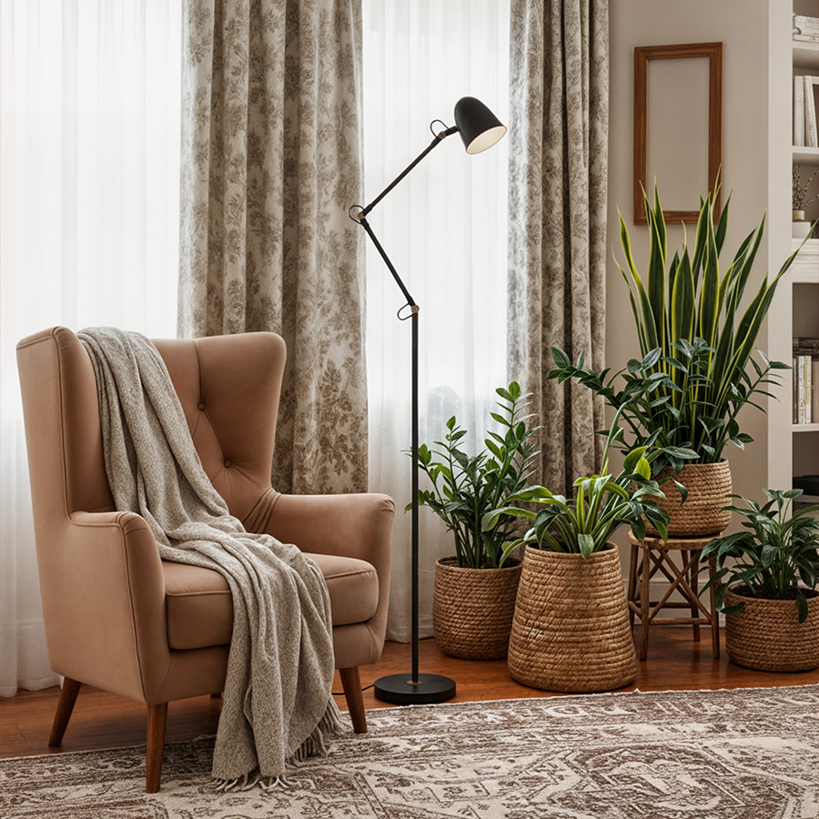 RENDL DANNY stojanová čierna mosadz 230V LED E14 5W