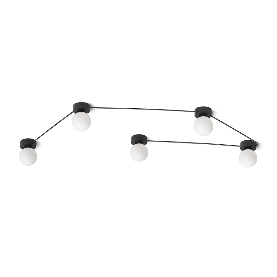 RENDL VELA V stropná čierna opálové sklo 230V LED G9 5x6W