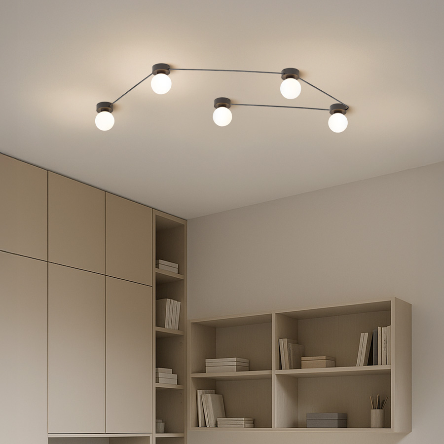 RENDL VELA V stropná čierna opálové sklo 230V LED G9 5x6W