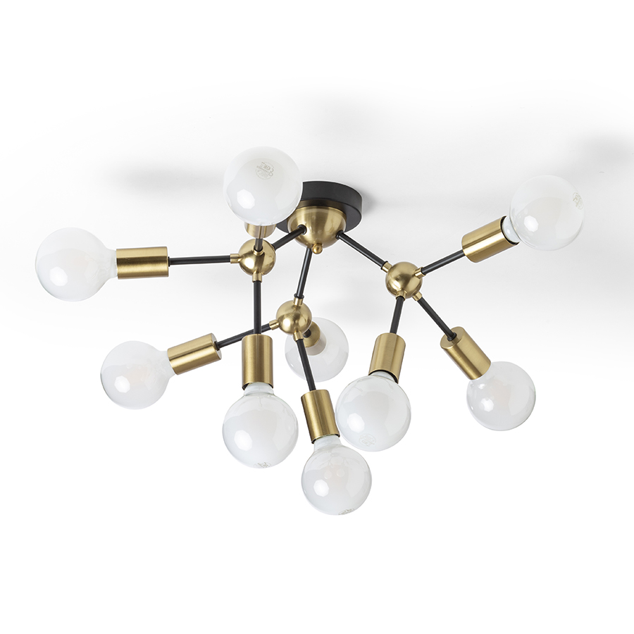 RENDL ARTEMIA 9 stropná čierna česaná mosadz 230V LED E27 9x15W