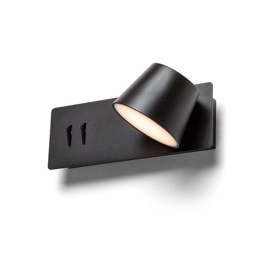 RENDL AMADEUS nástenná s podsvietením čierna 230V LED 4+6W 3000K