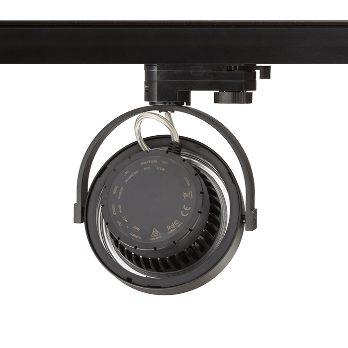 RENDL KELLY LED na trojokruh. lištu čierna 230V LED 12W 24° 3000K