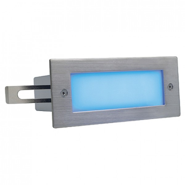 RENDL Outlet BRICK LED 16 inbouwlamp blauw geborsteld staal 230V LED 1W IP44 230237 1