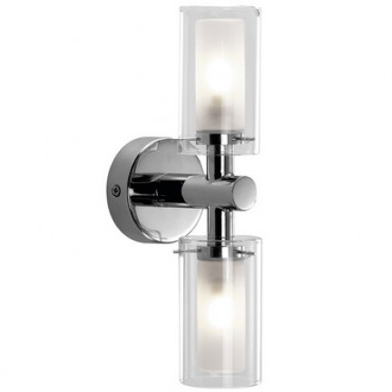 RENDL Outlet HELIS II wall chrome/clear glass/satinated glass 230V G9 2x5W IP44 PAR611 1