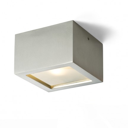 RENDL surface mounted lamp DEZA square aluminum/satinated glass 230V G9 25W IP54 R10166 1