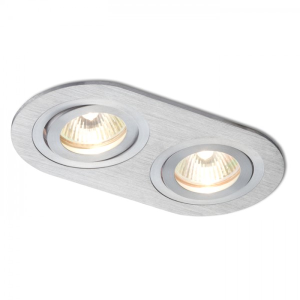 RENDL Outlet BIZZ II verstelbare plafondlamp Geborsteld Aluminium 12V GU5,3 2x50W R10189 1