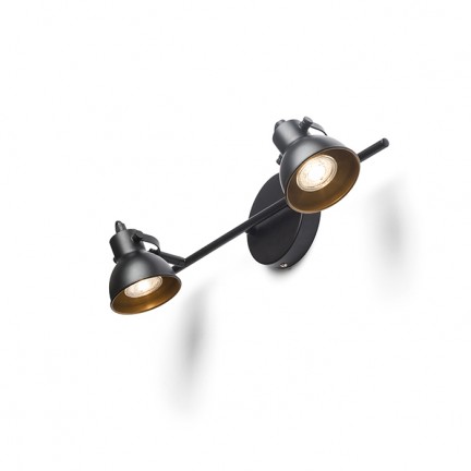 RENDL spotlicht ROSITA II wandlamp zwart/goudgeel 230V LED GU10 2x9W R12510 1