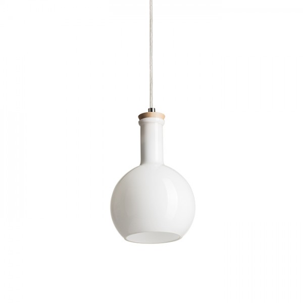 RENDL pendant lamp PULIRE RD pendant opal-colored glass/wood/chrome 230V LED E14 6W R12664 1