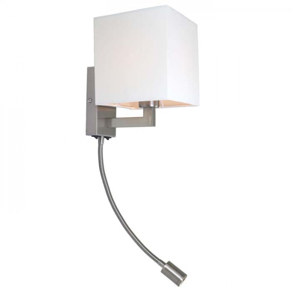 RENDL væglampe TAINA med skærm hvid mat nikkel 230V E27 LED 28+3W 25° 3000K R12956 1