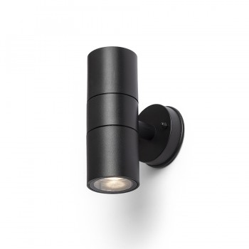 RENDL ulkotilan valaisin SORANO II seinä musta muovi 230V LED GU10 2x8W IP44 R13634 2