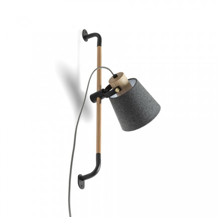 RENDL spot lámpa CHOUPETTE fali lámpa csúsztatható feketésszürke textil/fa 230V E27 15W R13649 1