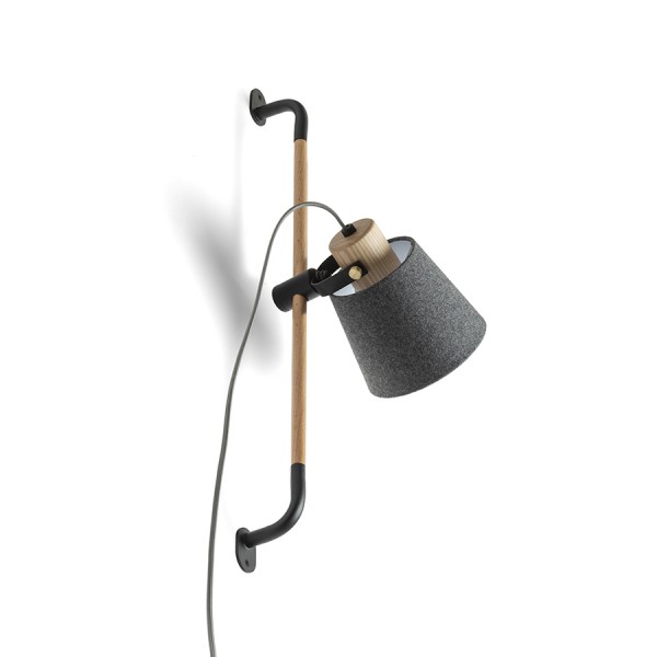 RENDL Spotlight CHOUPETTE verstelbare wandlamp zwartgrijs Textiel/Hout 230V E27 15W R13649 1
