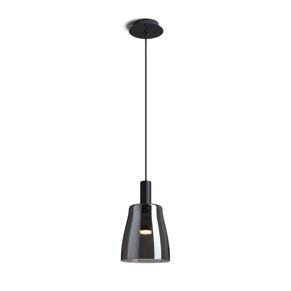 RENDL hanglamp BELLINI M LED hanglamp zwart rookglas 230V LED 5W 30° 3000K R13652 1