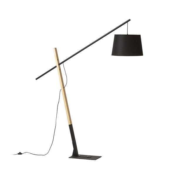 RENDL lampadaire DANTE lampadaire noir bois 230V LED E27 15W R13653 1