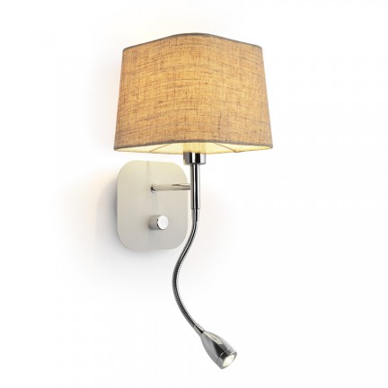 RENDL nástěnná lampa PERTH nástěnná s LED bodovkou béžová/bílá chrom 230V LED E14 LED 7+3W 30° 3000K R13661 1